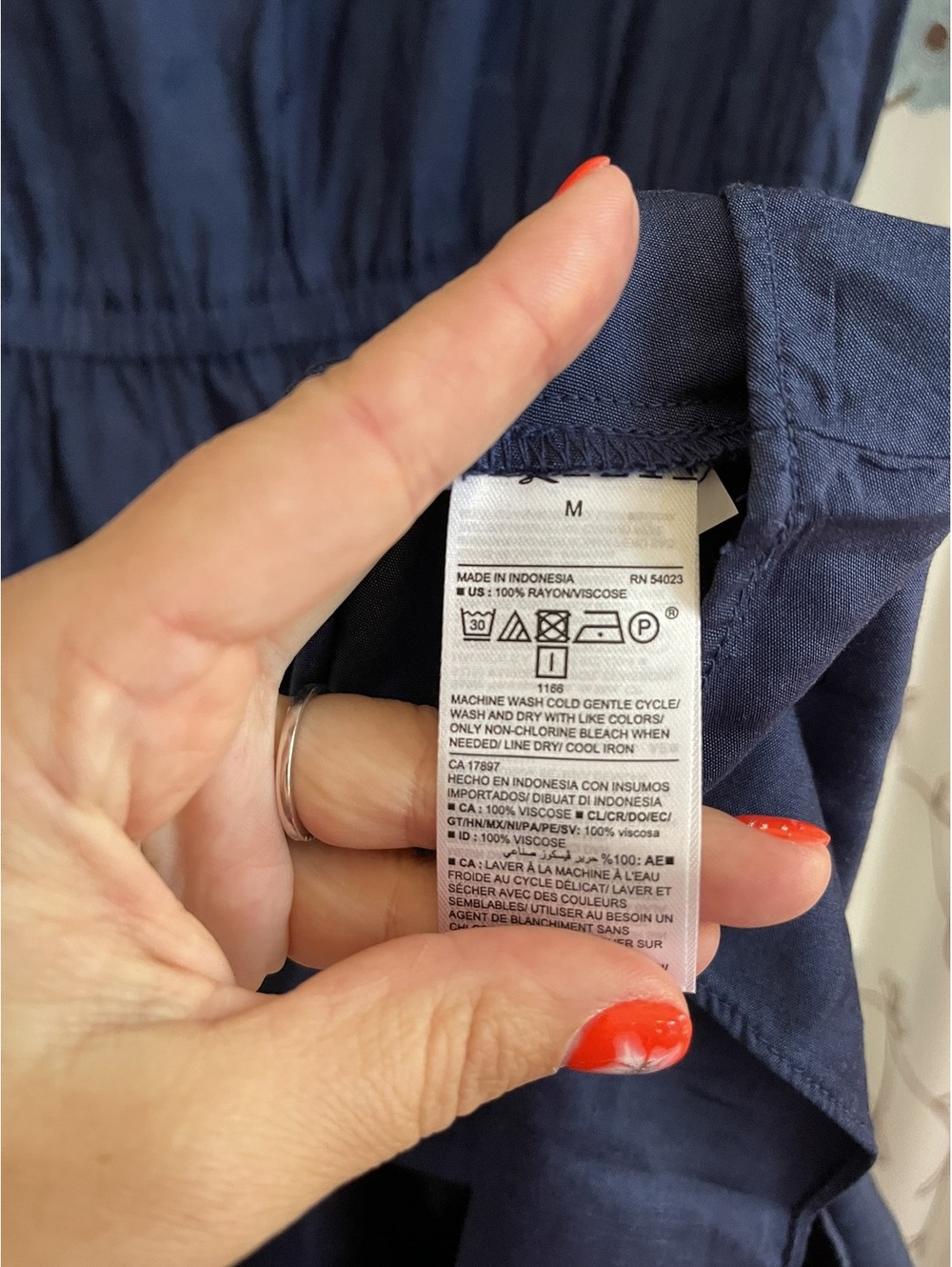 Old Navy | M | Blue V-Neck Elastic Waist Dress - Picture 6 of 8